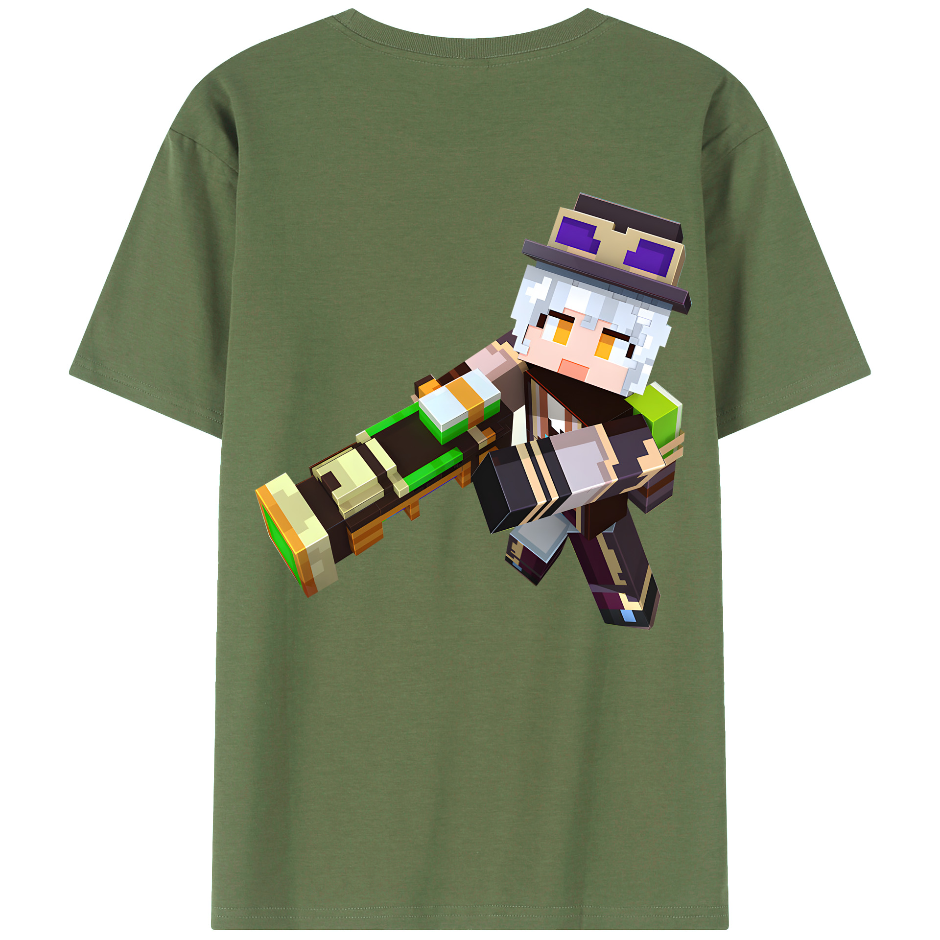 （画像用） マインクラフト ブロックの世界 Minecraft MC Block world 綿100％ メンズ半袖Tシャツ（バックプリント） 通気性